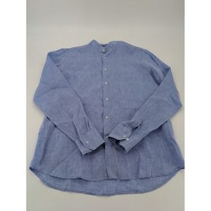 LA BOTTEGA‎ DEGLI INTRECCI "GLI ECOLOGICI" BLUE LINEN SHIRT SIZE XXL